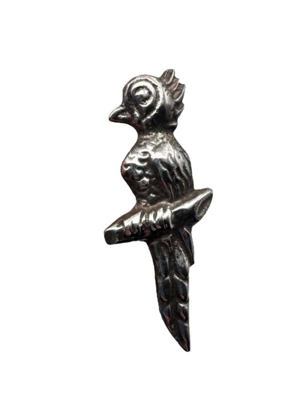 Parrot Scatter Pin Handmade Sterling Silver 1940s Silver Mexico C-Clasp Vintage - Picture 2 of 16